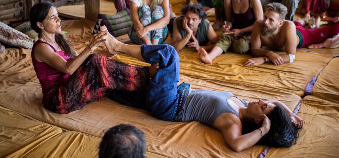 Kaline Kelly demonstrating Thai Massage