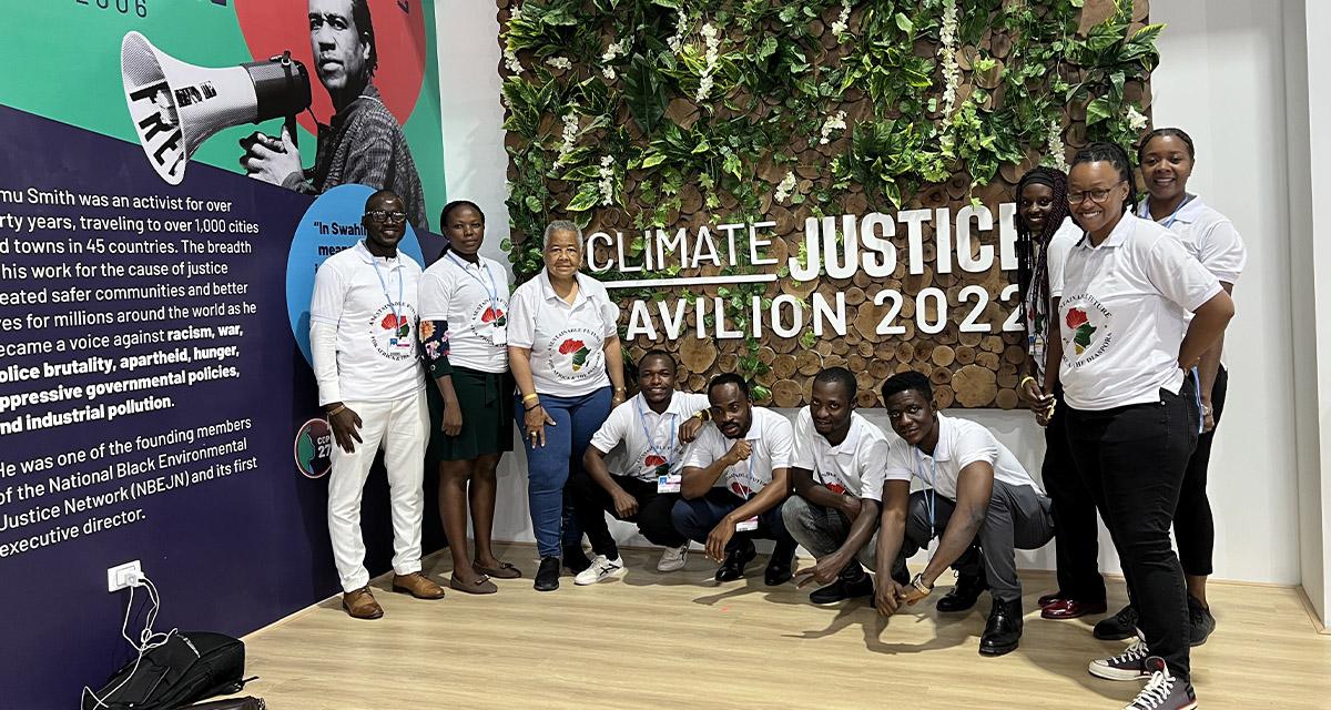 Group of people at the Climate Justice Pavilion