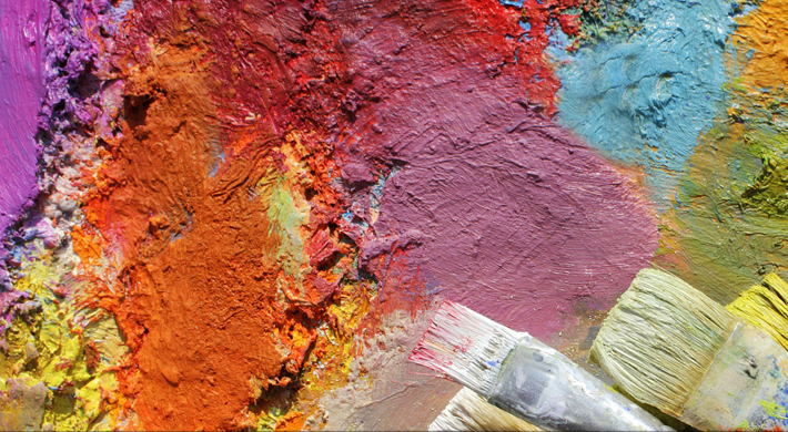 Paint colors and textures with brushes