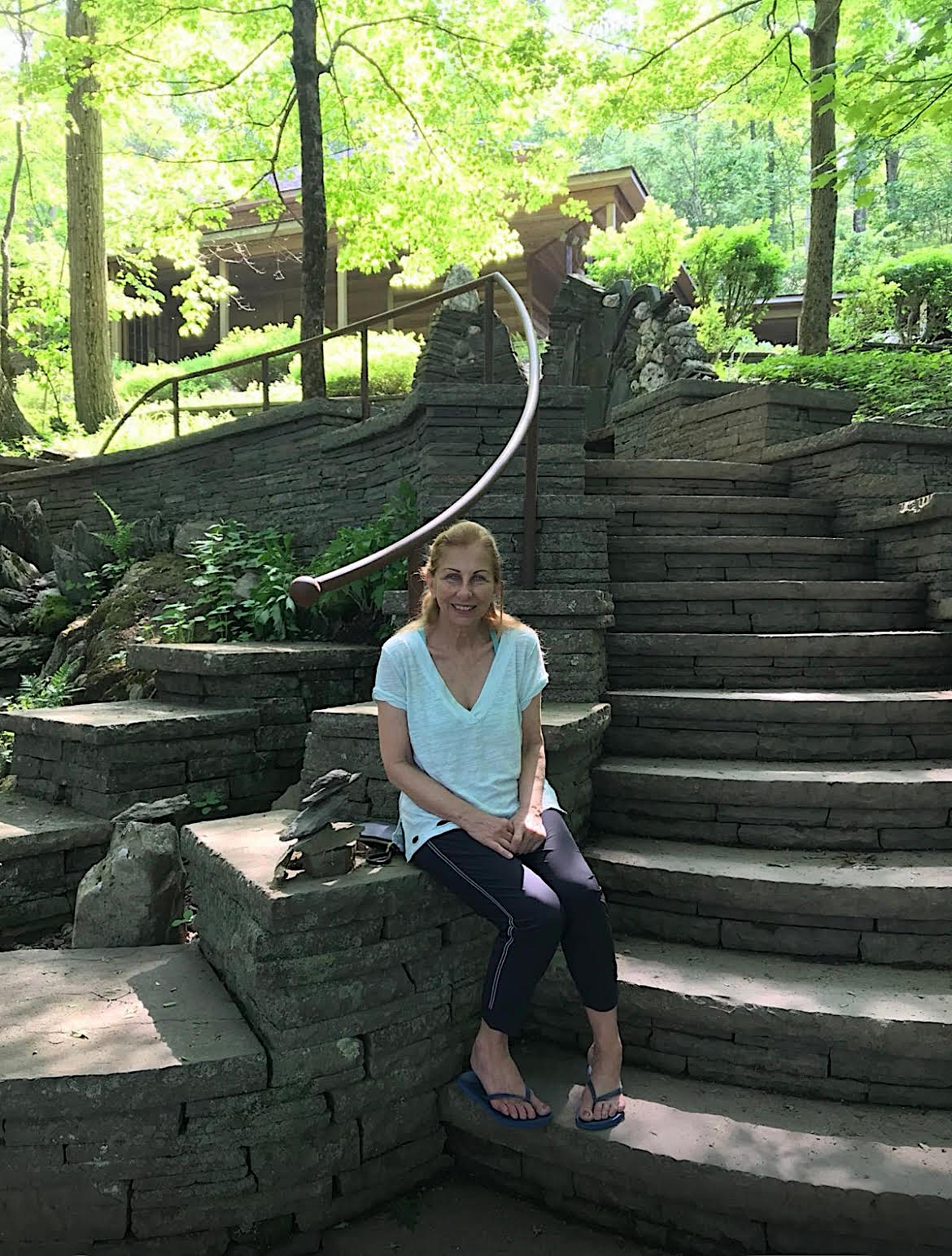 Mary is pictured on the steps to the Sanctuary in 2019.