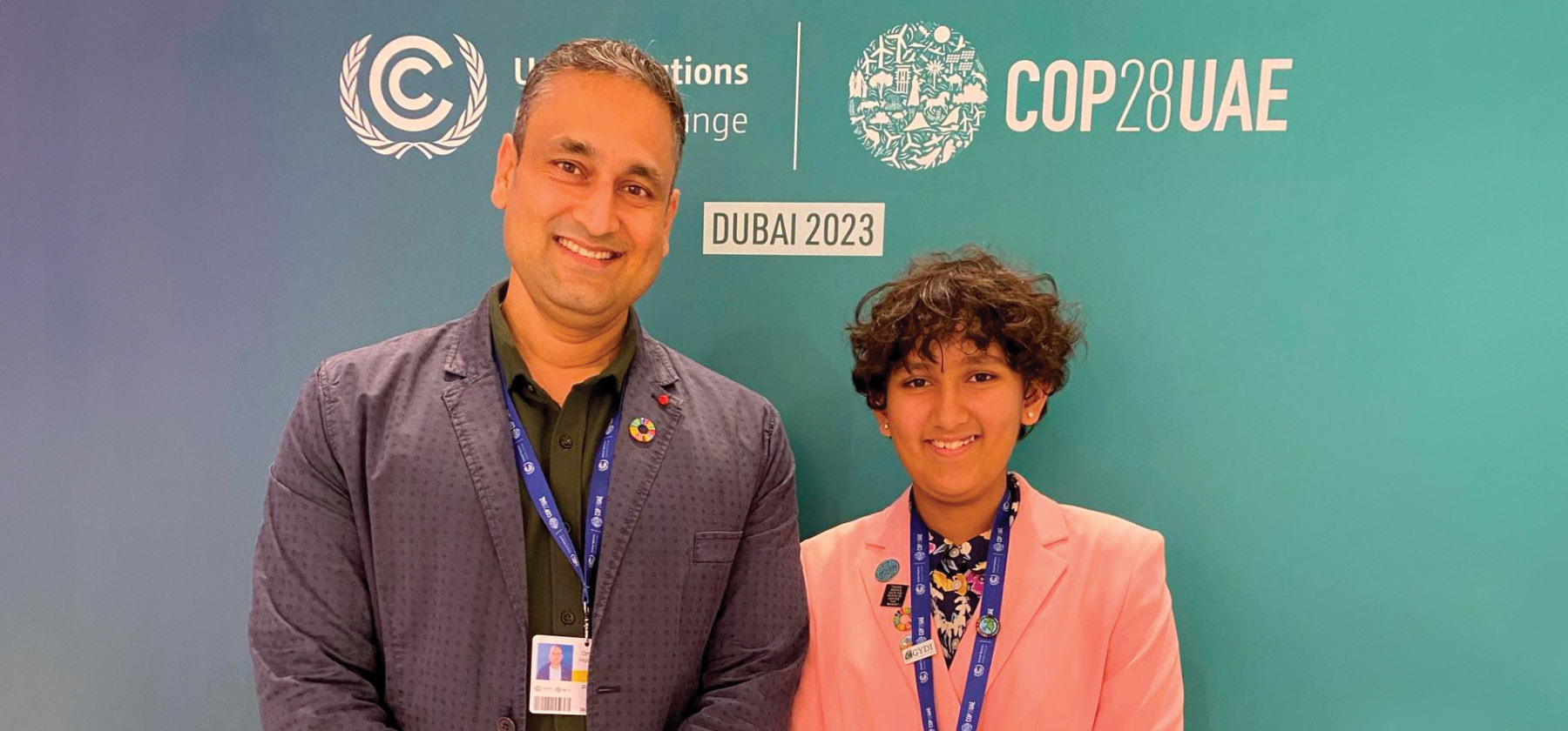 Prasiddhi Singh and her father at the UN
