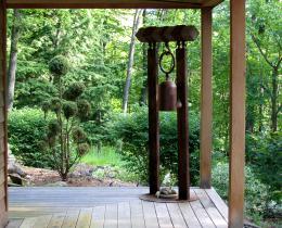 Antique bell in front of meditation hall