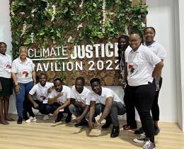 Group of people at the Climate Justice Pavilion