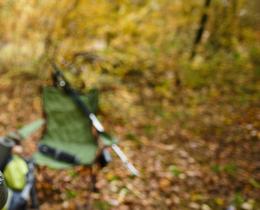 Woman enjoying a quiet moment outdoors in midlife, holding a warm drink in an autumn forest.