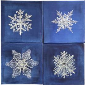 Lois Guarino painting of 4 snowflakes
