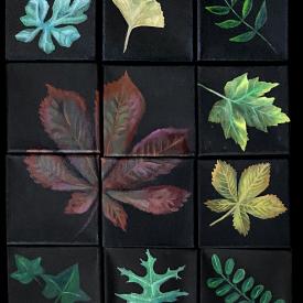 Lois Guarino painting of assorted leaves