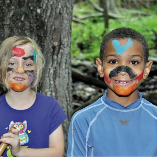 2 kids with painted faces