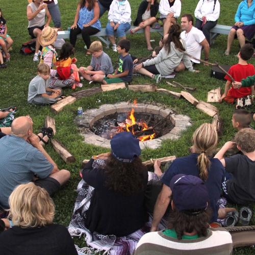Gathered around the fire pit
