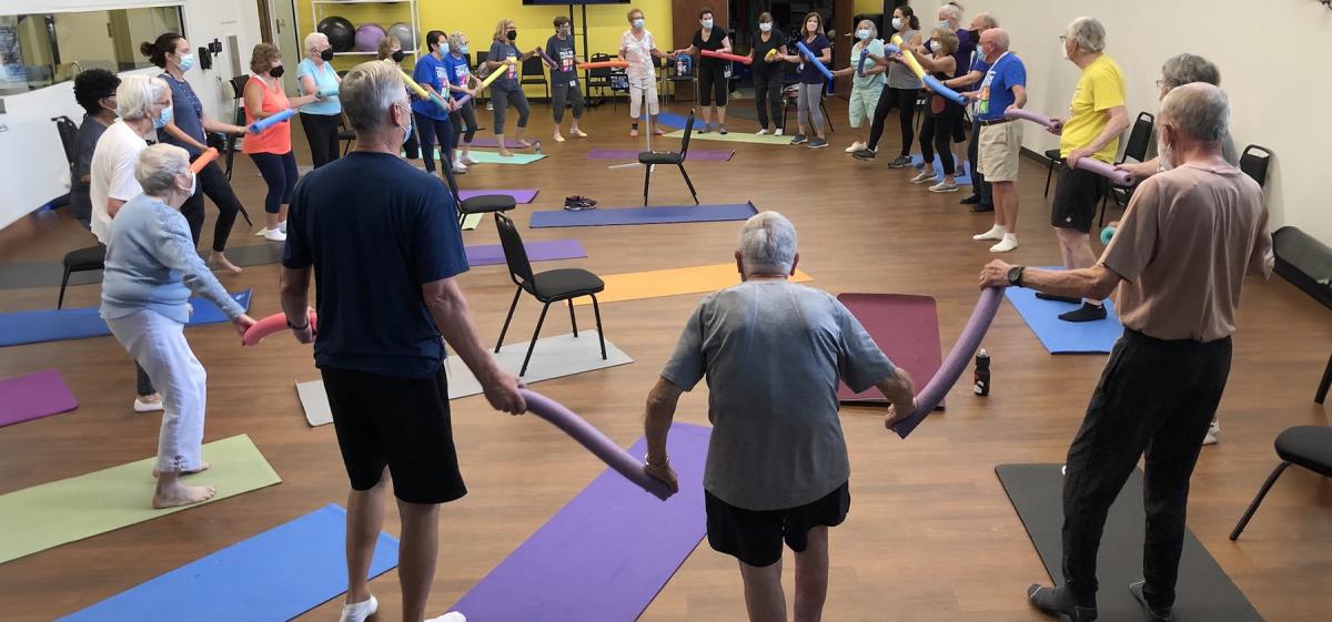 Group of people in exercise class