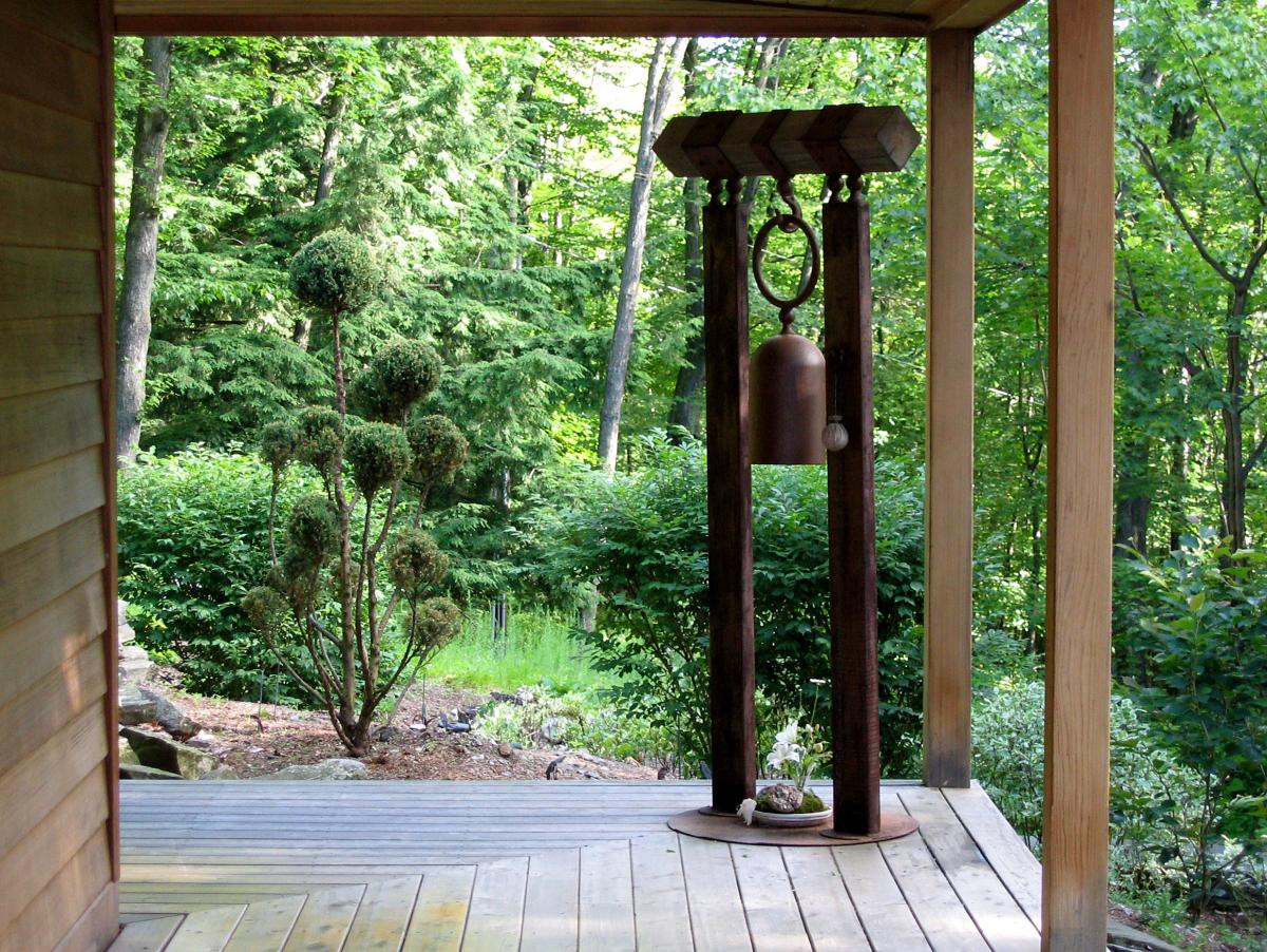 Antique bell in front of meditation hall