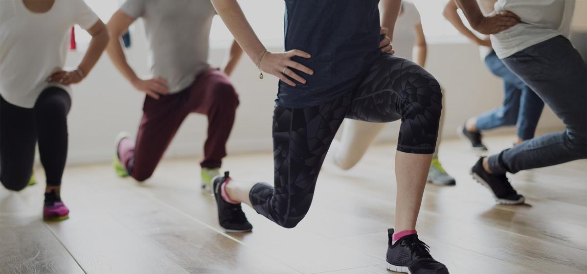 Group of people doing balance exercises