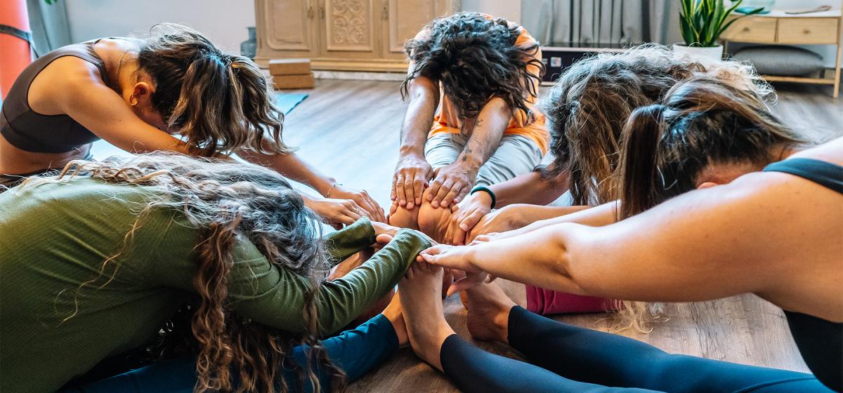 Group of people in a yoga class together