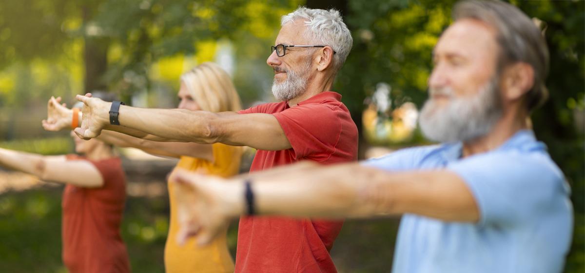 Group of seniors in a movement/stretching exercise