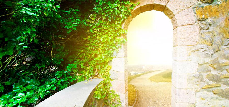Looking through an archway