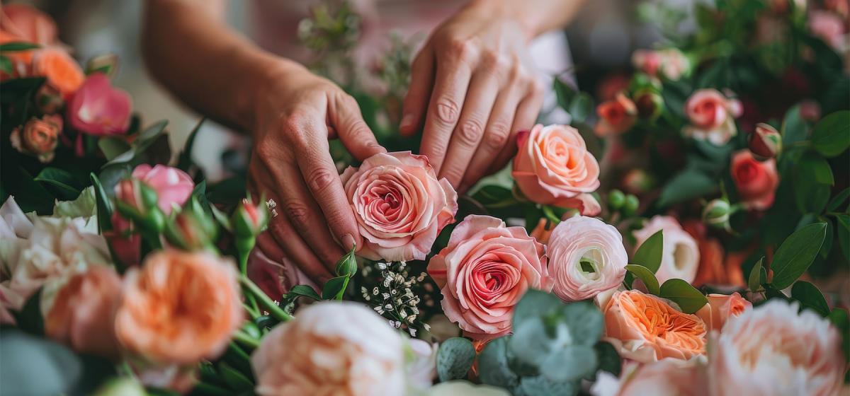 Person arranging flowers