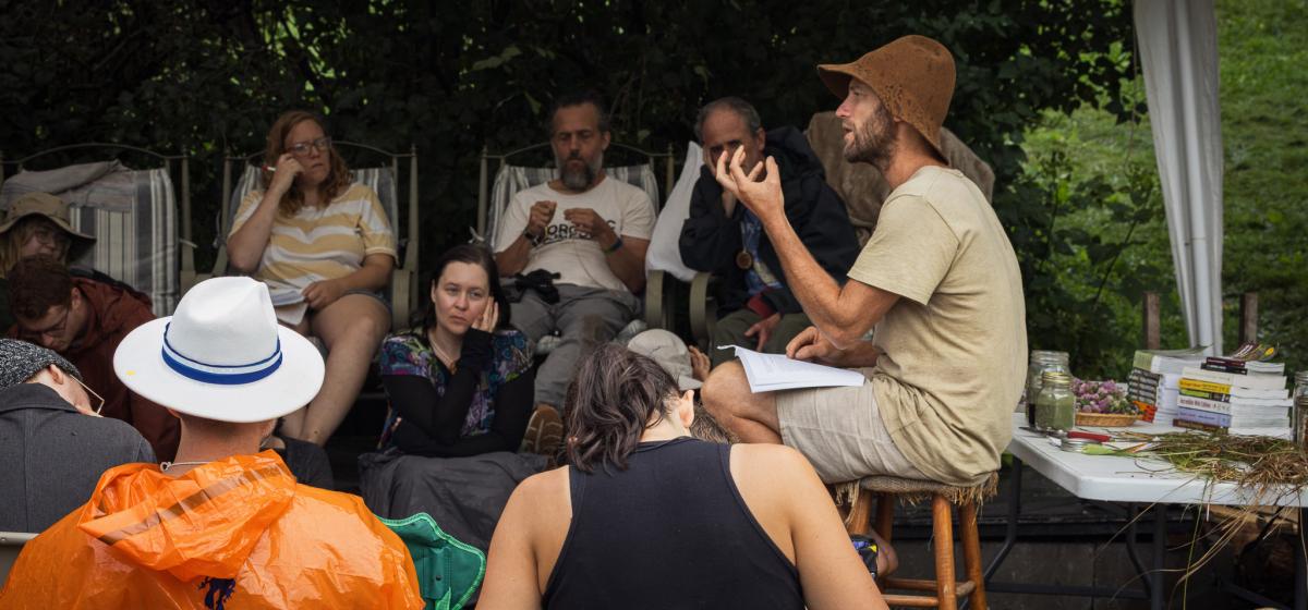 Robin Greenfield leading a foraging workshop