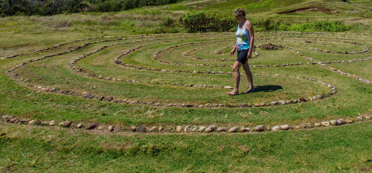 Woman walking in a labyrinth