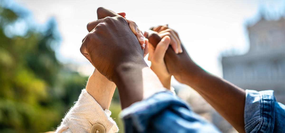 Hands together in unity