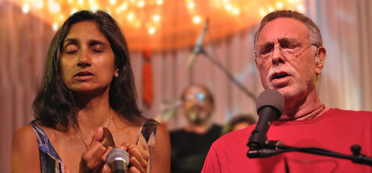 Nina Rao and Krishna Das at a chant event