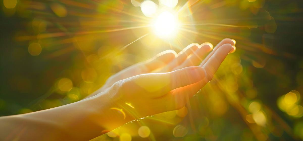 Hands reaching out to the light