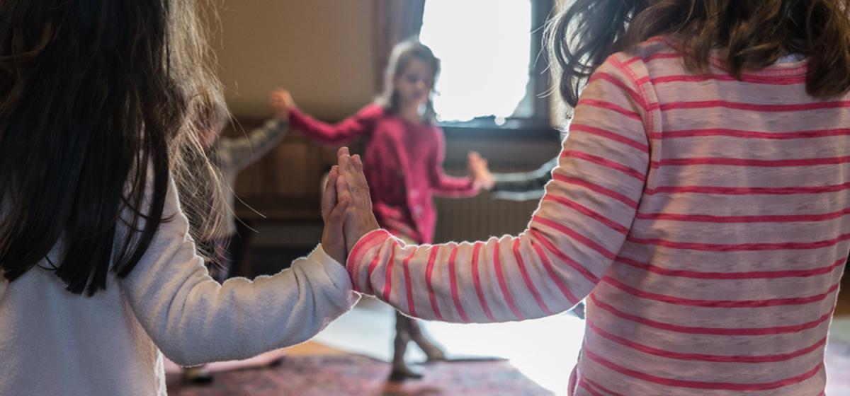 Young kids in yoga practice