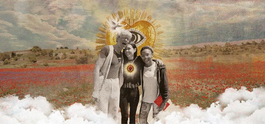 Collage of Meggan Watterson, Traci Jackson, and Jake Wesley Rogers in a field