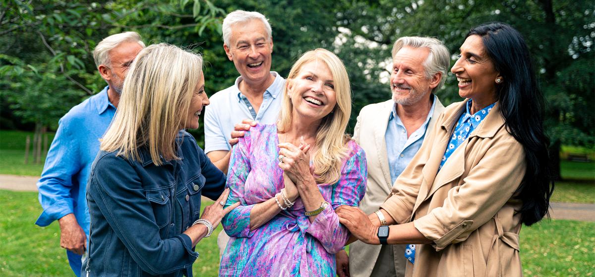 Group of people in their 50s enjoying life outside