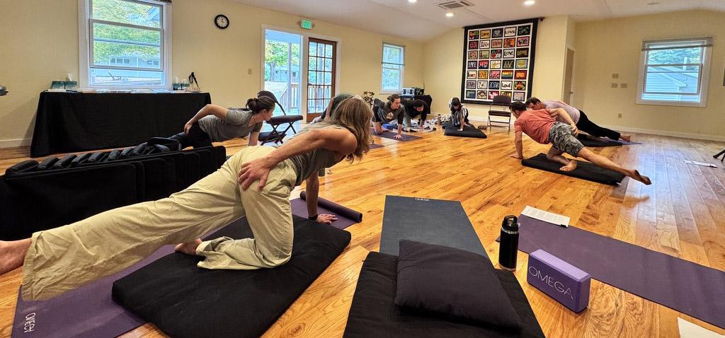 Participants in a Primal Movement workshop at Omega