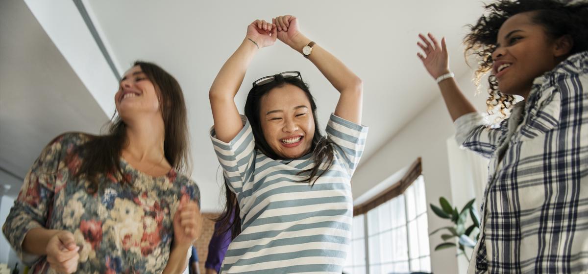 Women dancing joyfully