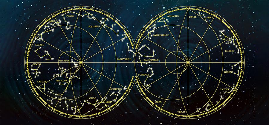 Astrology charts in the night sky