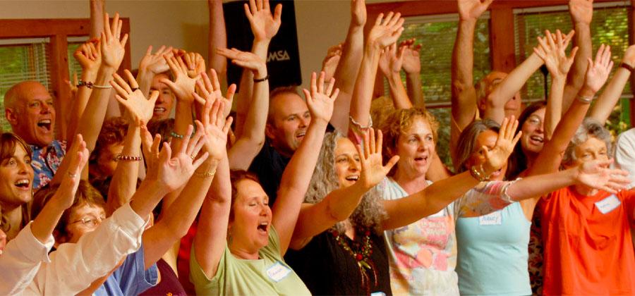 Group of people singing together