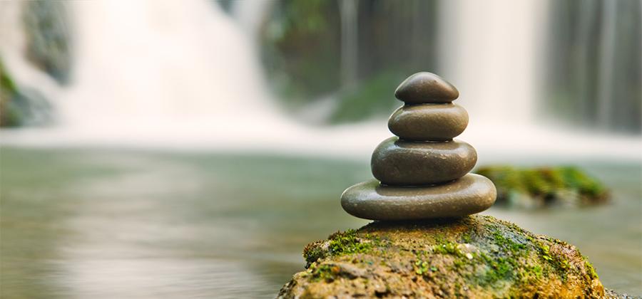 Stack of rocks in a flowing river