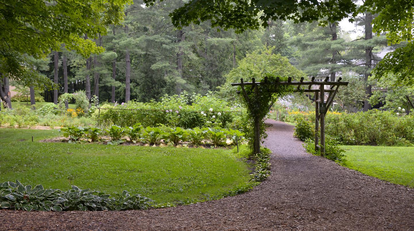 A garden path on the Omega Institute campus in Rhinebeck, New York
