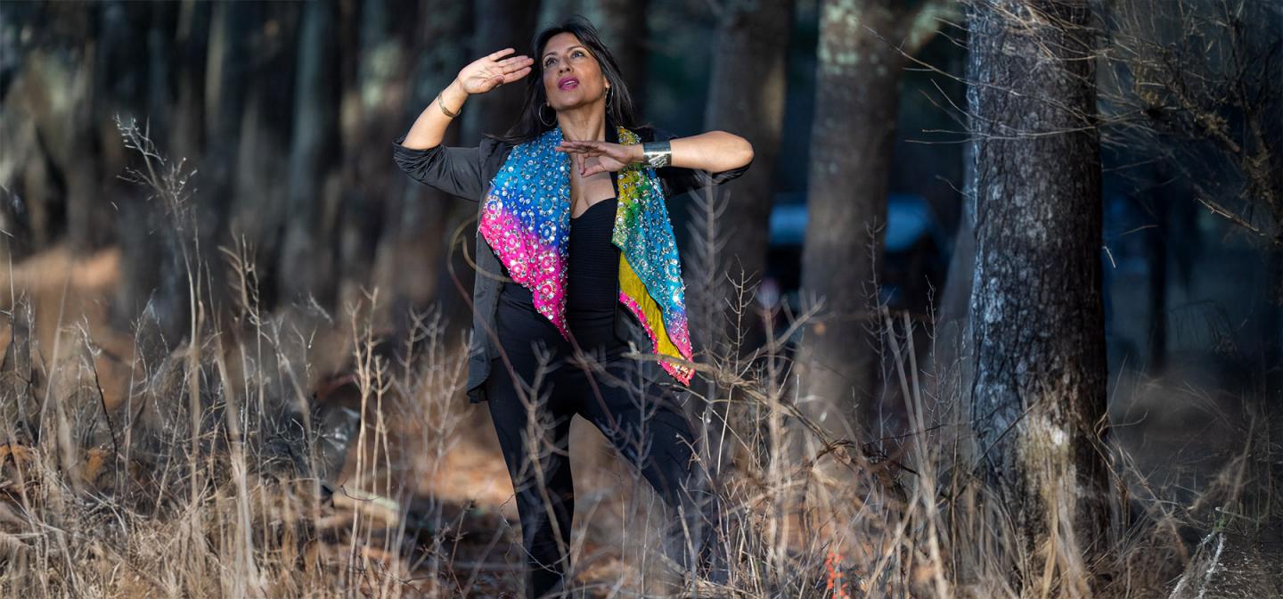 Nandini Austin dancing in the woods