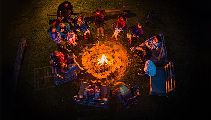 People Gathered Around a Campfire 